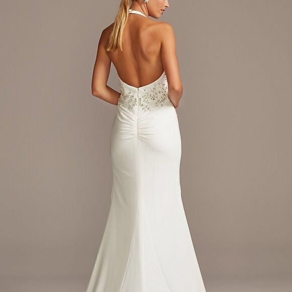 David’s Bridal embellished plunge wedding gown 2 - Picture 2 of 7